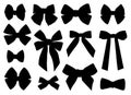 Set black bows silhouettes vector illustration